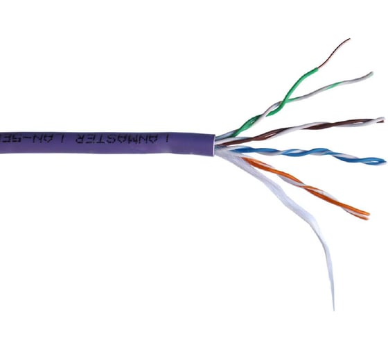 Изображение товара Кабель LANMASTER UTP, 4 пары, Кат. 5e, нг(А)-HFLTx, фиолетовый, 305м в кат., LAN-5EUTP-HFLT-VI