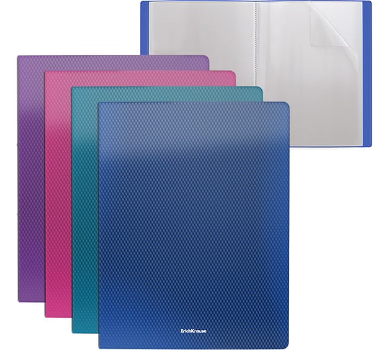 Изображение товара Папка файловая пластиковая ErichKrause Diamond Vivid, c 40 карманами, A4, ассорти, 4 шт 47008