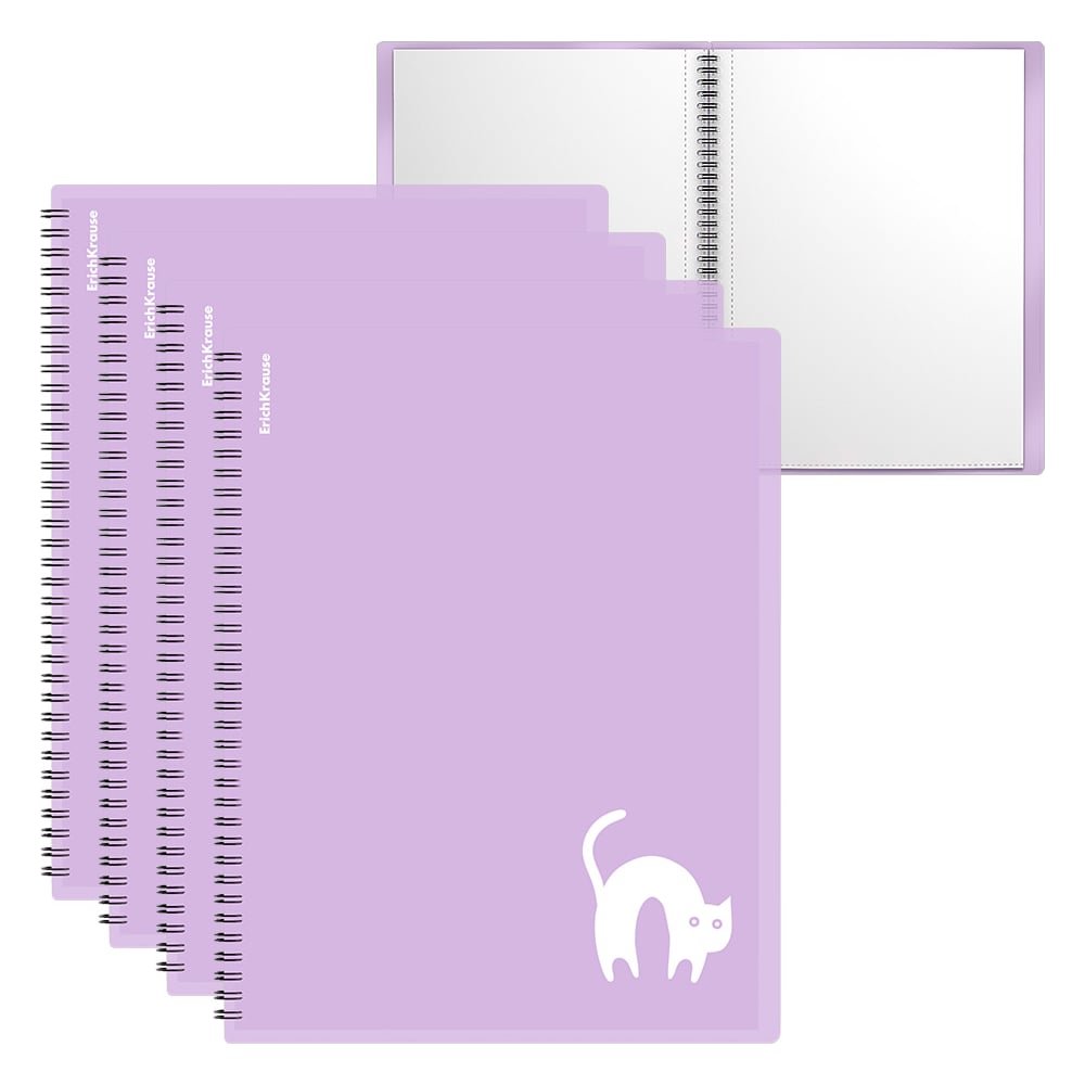 Изображение товара Пластиковая файловая папка ErichKrause на спирали Pastel Bloom Cats 20 карманов А4 розовая ассорти