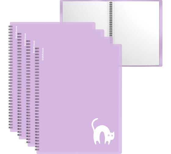 Изображение товара Папка файловая пластиковая ErichKrause на спирали Pastel Bloom Cats, с 20 прозрачными карманами, A4, розовый, ассорти, 4 шт 59861