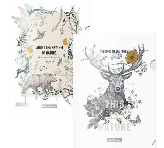 Изображение товара Набор из 4 папок-уголков пластиковых ErichKrause Natural Life, A4, ассорти 54040