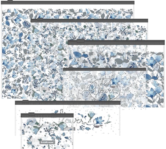 Изображение товара Набор из 6 zip-пакетов пластиковых ErichKrause Frozen Beauty, ассорти (A4, B5, C6, Travel, 230x70mm, Card Size) 54073