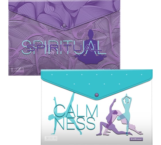 Изображение товара Набор из 4 папок-конвертов на кнопке пластиковых ErichKrause Meditation, A4, ассорти 54779