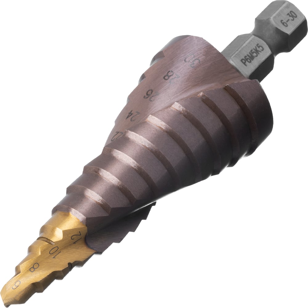 Изображение товара Сверло ступенчатое Denzel 6-30 мм шестигранный хвостовик