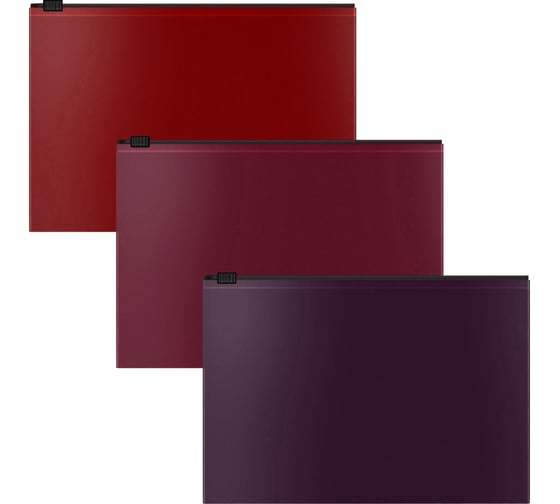 Изображение товара Набор из 3 zip-пакетов пластиковых ErichKrause Matt Blackberry Marsala, арома, B5, непрозрачный, ассорти 54995