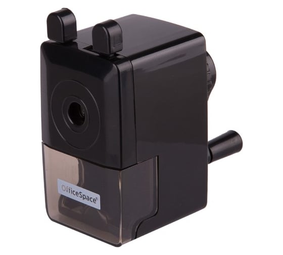 Изображение товара Механическая точилка OfficeSpace пластиковый корпус, черная, индивидуальная упаковка SH_6004