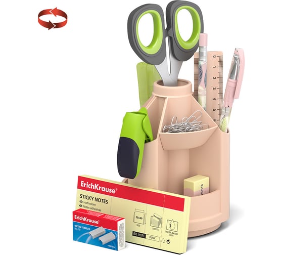 Изображение товара Набор настольный вращающийся пластиковый ErichKrause Mini Desk, Powder, розовый 55631