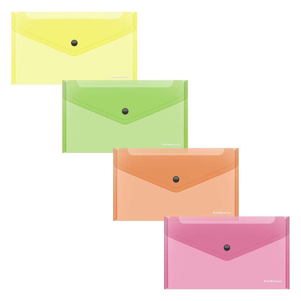 Изображение товара Папка-конверт пластиковая ErichKrause Glossy Neon А4 12 шт