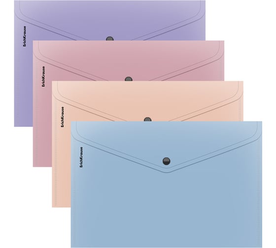 Изображение товара Папка-конверт на кнопке пластиковая ErichKrause Soft Manga, A4, непрозрачный, ассорти, 24 шт 61146