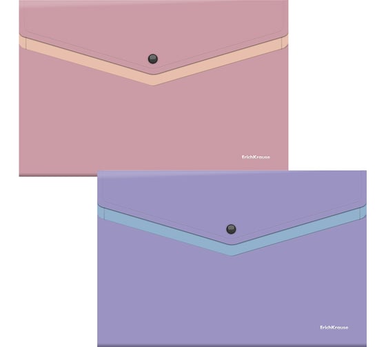 Изображение товара Папка-конверт на кнопке пластиковая ErichKrause Soft Manga, с дополнительным карманом, A4, непрозрачный, ассорти, 12 шт 61151