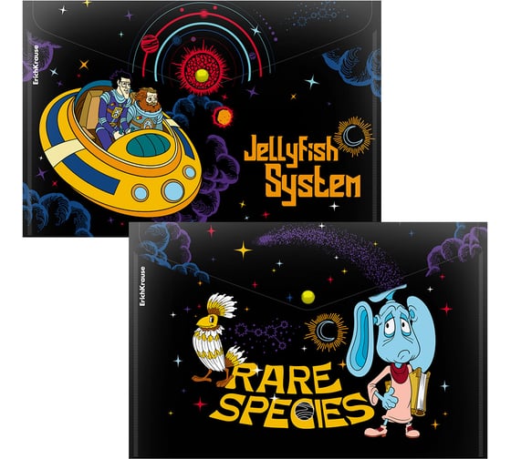 Изображение товара Папка-конверт на кнопке пластиковая ErichKrause Тайна третьей планеты, A4, ассорти, 12 шт 61153