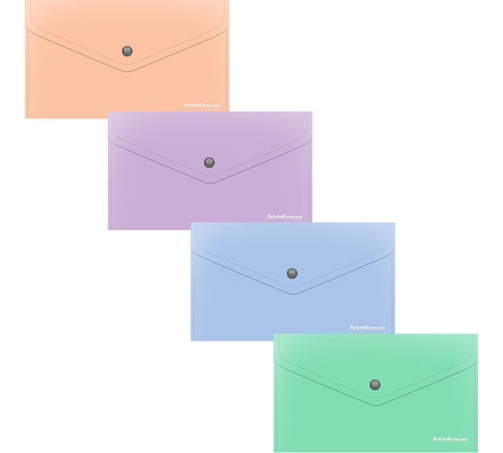 Изображение товара Папка-конверт на кнопке пластиковая Matt Pastel Bloom, C6, непрозрачный, ассорти, 12 шт 61144
