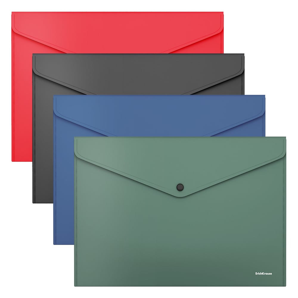 Изображение товара Папка-конверт на кнопке пластиковая ErichKrause Fizzy Classic, A4, непрозрачный, ассорти, 24 шт 55398