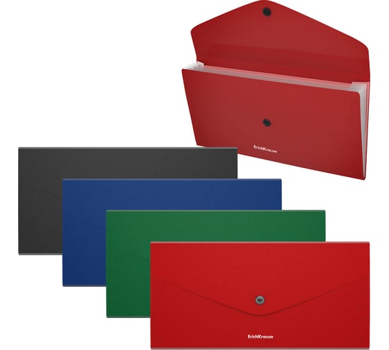 Изображение товара Папка-конверт на кнопке пластиковая Matt Classic, с 3 отделениями, Travel, непрозрачный, ассорти, 4 шт 50299