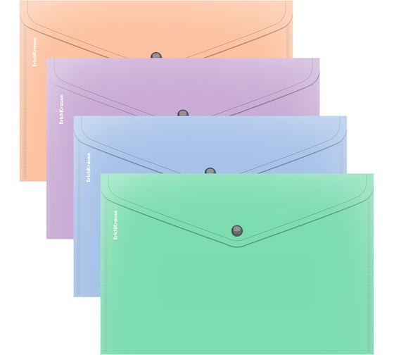 Изображение товара Папка-конверт на кнопке пластиковая Matt Pastel Bloom, A4, непрозрачный, ассорти, 12 шт 61141