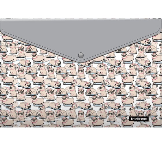 Изображение товара Папка-конверт на кнопке пластиковая ErichKrause Chilling Dog, A4, 12 шт 55317