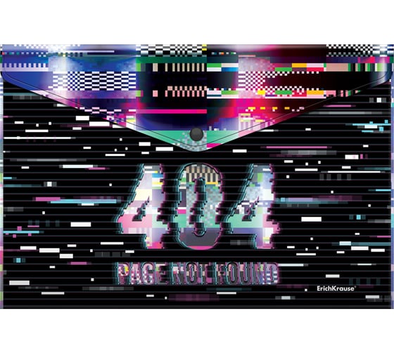Изображение товара Папка-конверт ErichKrause на кнопке пластиковая Ошибка 404, A4 55179
