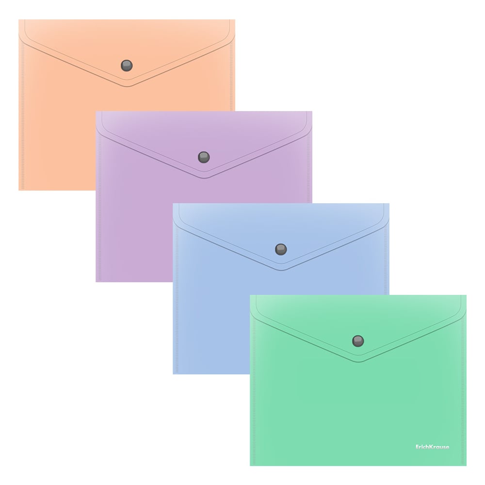 Изображение товара Пластиковая папка-конверт на кнопке A5+ ассорти 12 шт