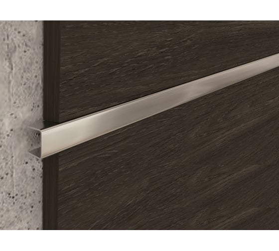 Изображение товара Профиль для плитки ЛУКА из нержавеющей стали, бордюр-вставка, 10х15 мм, 2.7 м, полированный УТ000039234