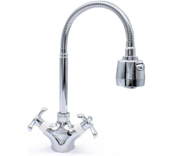 Изображение товара Смеситель для кухни Doron DС 1807-N, 1/2 керамика, хром, излив гибкий гофрированный, п/г (1/10) 003366