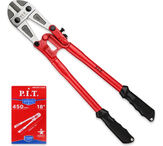 Изображение товара Болторез P.I.T. длина 460 мм, диаметр прутка 6 мм, мягкие рукоятки, 1.44 кг HBOC01-0450
