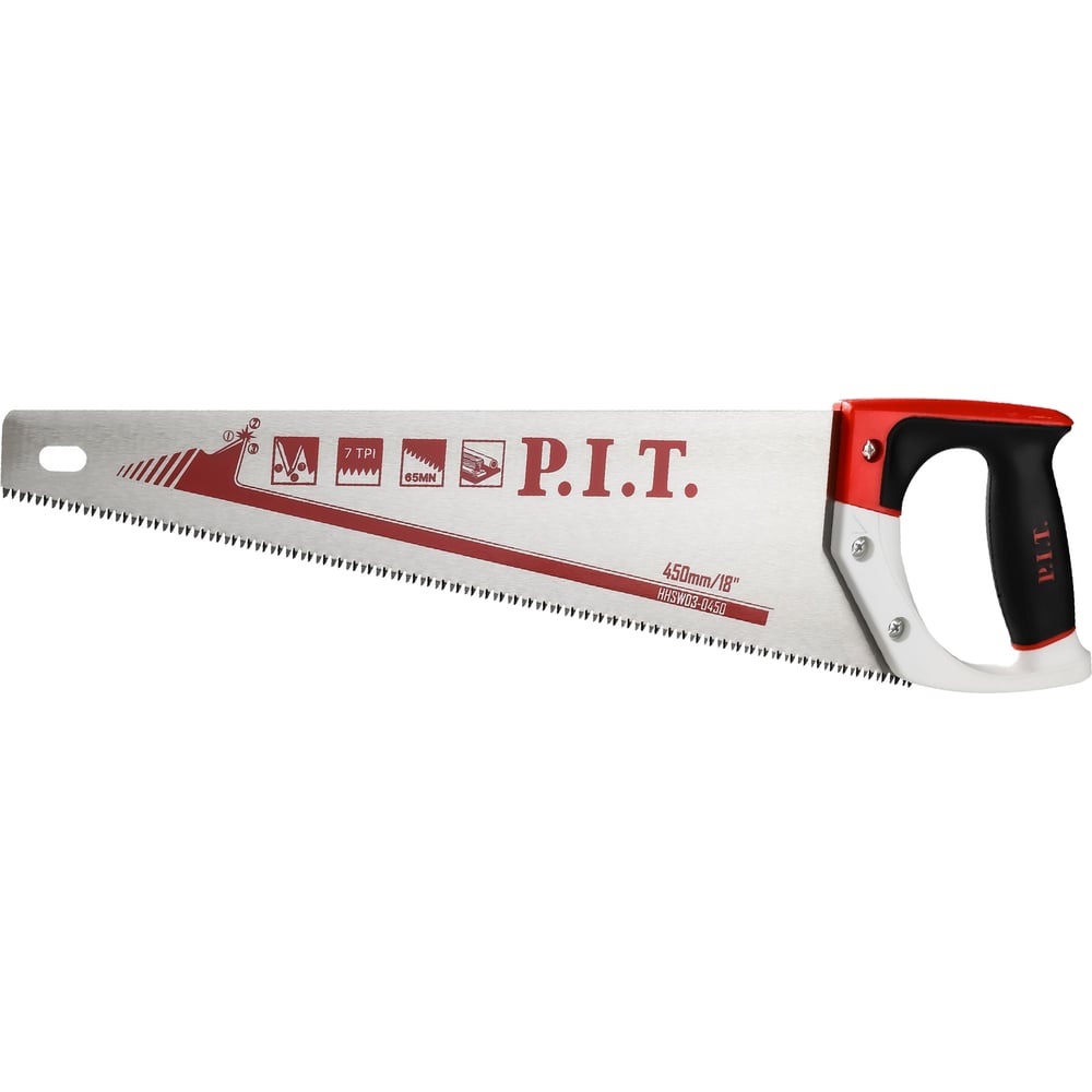 Изображение товара Ножовка по дереву P.I.T. серия CONTROL 450 мм, 7 TPI, сталь 65Mn, полупрофессиональная