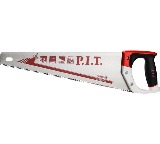 Изображение товара Ножовка по дереву P.I.T. серия CONTROL 450 мм, 7 TPI, трёхгранная заточка, сталь 65Mn HHSW03-0450