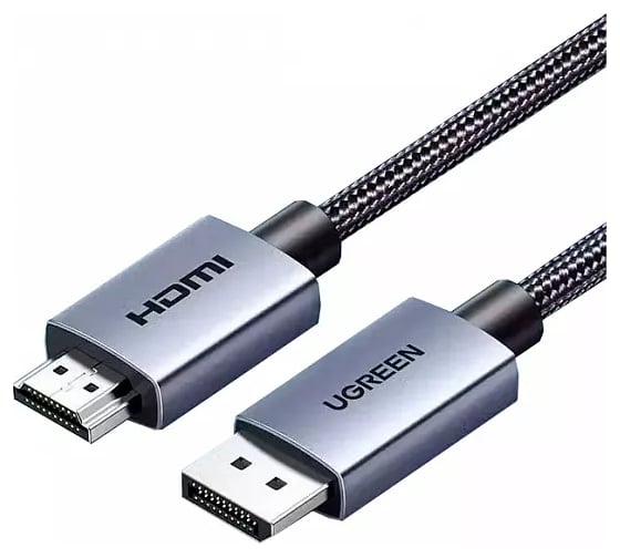 Изображение товара Кабель Ugreen DP125 DP Male To HDMI Male Cable 4K/30Hz. Длина: 1м. Цвет: черный/серый 35840_