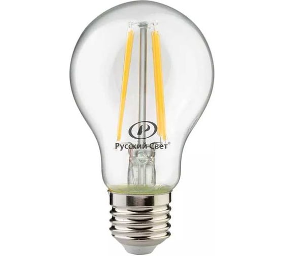 Изображение товара Лампа светодиодная филаментная Русский Свет RS F A55, E27, 8W, 220-240V, 2700К, 8Вт, 970Лм, Ra 90, грушевидная 15010945086