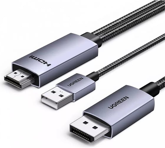 Изображение товара Кабель Ugreen HD169 HDMI to DisplayPort 4K/60Hz Cable. Длина: 2м. Цвет: серый 55329_