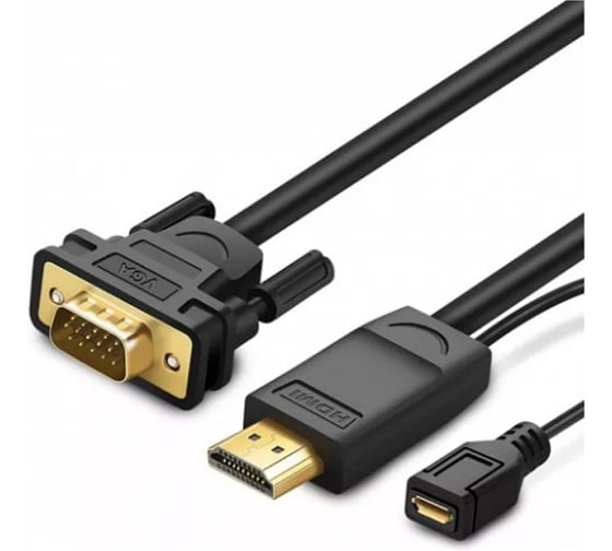 Изображение товара Кабель Ugreen MM101 HDMI to VGA Converter Cable. Длина 1,5 м. Цвет: черный 30449_