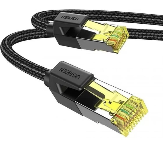 Изображение товара Кабель Ugreen NW150 CAT7 Shielded Round Cable with Braided Modular Plugs. Длина: 3м. Цвет: черный 80424