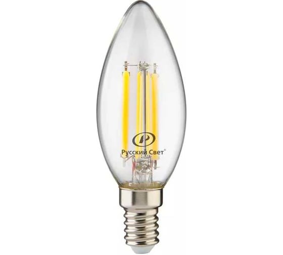 Изображение товара Лампа светодиодная филаментная Русский Свет RS F B35, E14, 7W, 220-240V, 2700К, 7Вт, свеча, 810Лм, Ra 90 15011145088