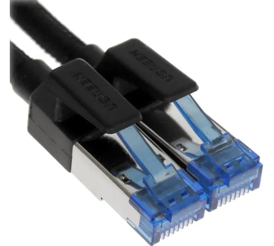 Изображение товара Кабель Ugreen NW153 Cat8 CLASSⅠF/FTP Round Ethernet Cable With Braid. Длина: 20м. Цвет: черный 30800_