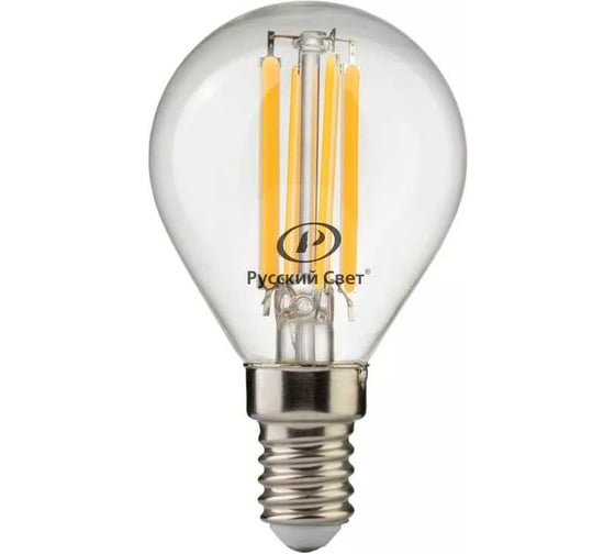 Изображение товара Лампа светодиодная филаментная Русский Свет RS F P45, E14, 7W, 220-240V, 2700К, 7Вт, 810Лм, Ra 90, шар 15011245089