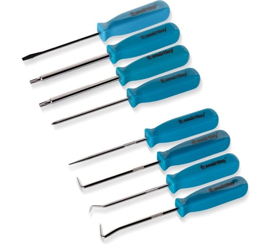 Изображение товара Набор крючков и отверток Smartbuy 8 шт, 0/45/90/135 град, D3x135мм, 4 отвертки, в кейсе, tools SBT-SHS-8p1