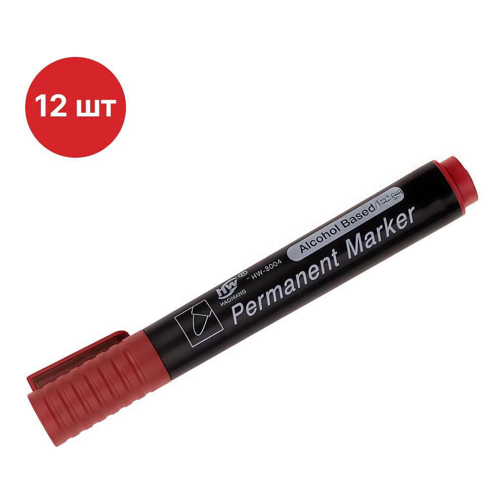 Изображение товара Маркер перманентный SAMGRUPP Премиум красный, 12 шт SAMC-037000010-12