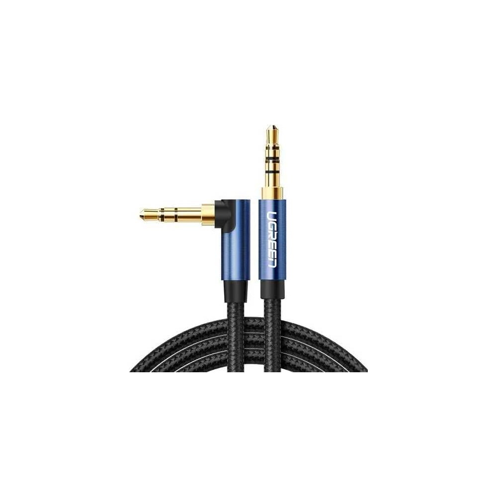 Изображение товара Кабель Ugreen AV112 3.5mm Male to 3.5mm Male Angled 1 м черный аудио кабель