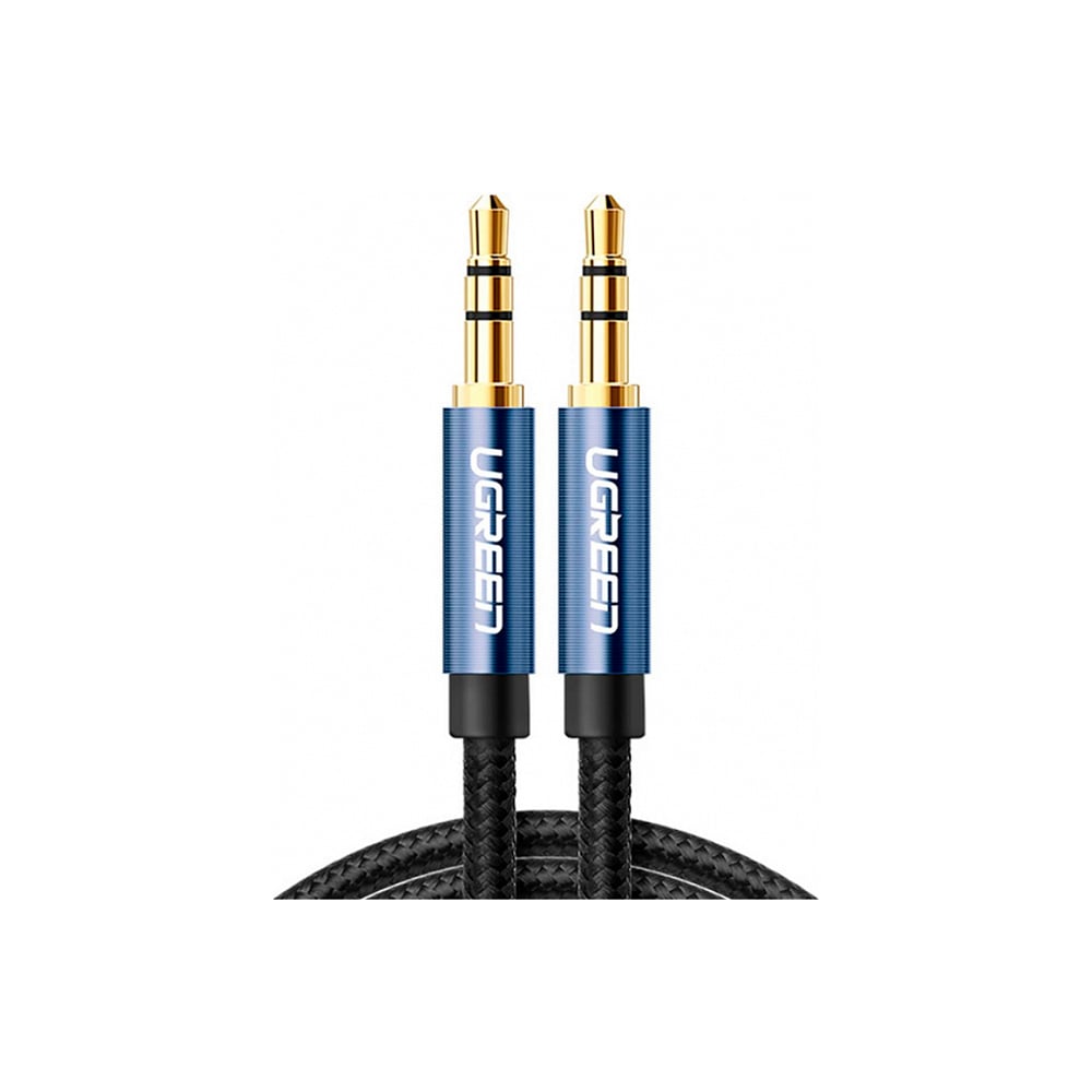 Изображение товара Кабель Ugreen AV112 3.5mm Male to 3.5mm Male 1 м синий золоченый металлический корпус