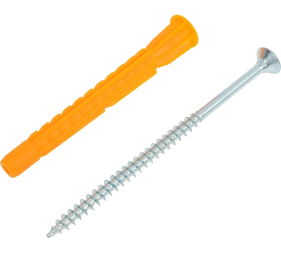 Изображение товара Дюбель универсальный ЖЕСТЬ трехраспорный, с бортом, полипропилен, 8x72, с шурупом, 30 шт. пакет УТ-00012921