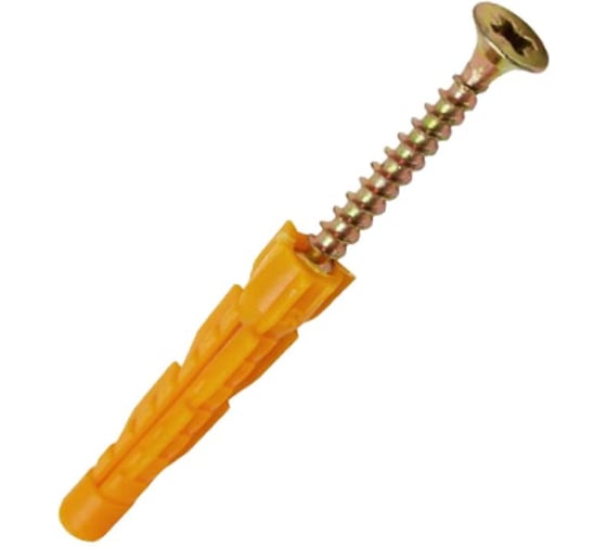 Изображение товара Дюбель универсальный ЖЕСТЬ трехраспорный, без борта, полипропилен, 6x42, с шурупом, 10 шт. европодвес УТ-00012899