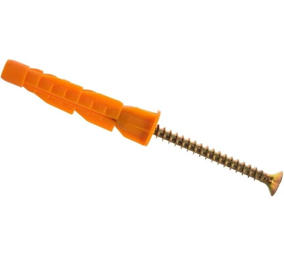 Изображение товара Дюбель универсальный ЖЕСТЬ трехраспорный, с бортом, полипропилен, 6x42, с шурупом, 10 шт. европодвес УТ-00012910