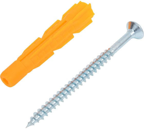 Изображение товара Дюбель универсальный ЖЕСТЬ трехраспорный, без борта, полипропилен, 10x61, с шурупом, 30 шт. пакет УТ-00012908