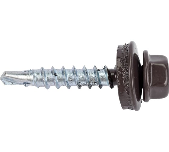 Изображение товара Саморез кровельный ЖЕСТЬ 4,8х35 RAL8019, серо-коричневый, 10 шт. европодвес УТ-00002570