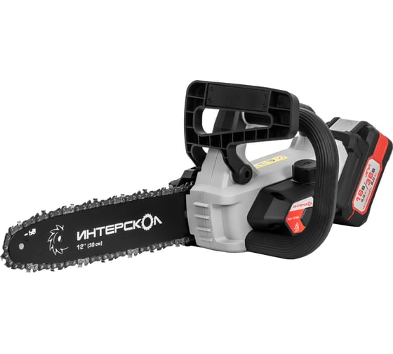 Изображение товара Бесщеточная аккумуляторная пила цепная Интерскол ПЦА-12/36В Li-ion, АПИ, картон, 2 аккумулятора, 2,0 Ач, ЗУ 824.2.2.70