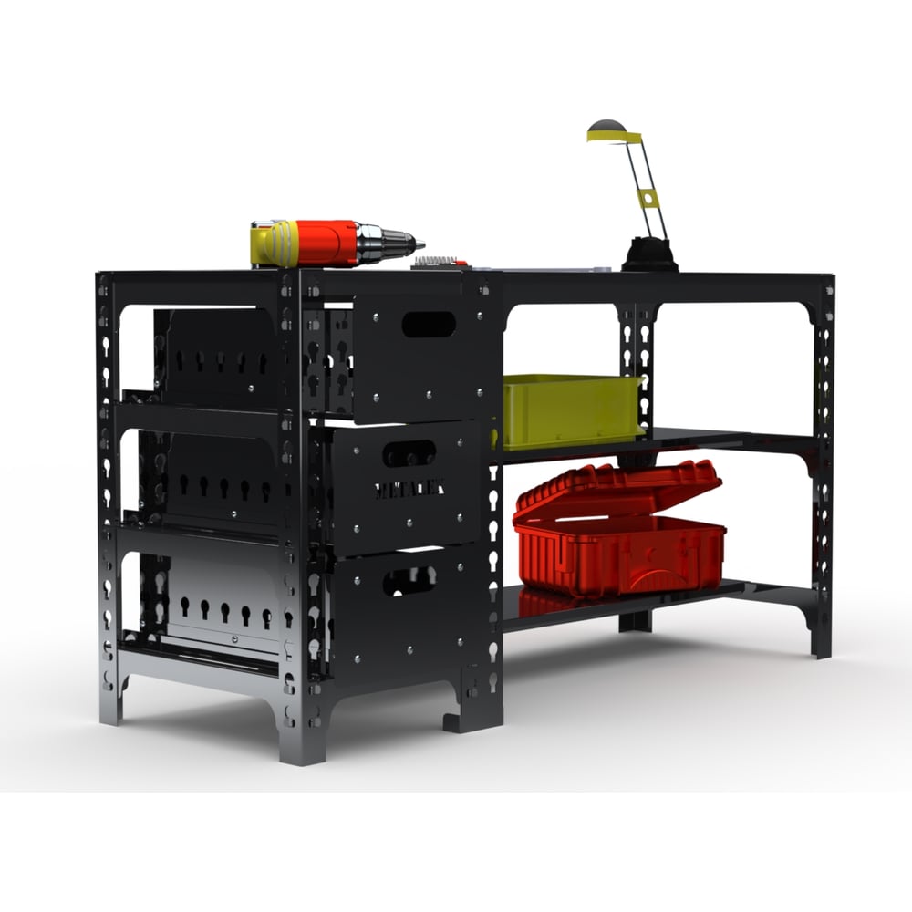 Изображение товара Металлический стол с выдвижными ящиками 750x1200 мм черный