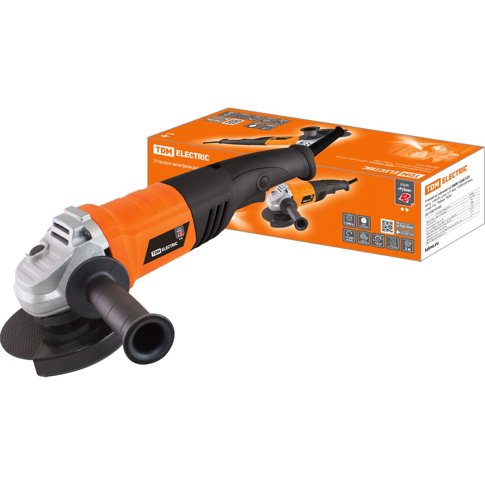 Изображение товара Угловая шлифмашина TDM ELECTRIC 1200 Вт, диск 125 мм, 11000 об/мин Рубин SQ1080-0106