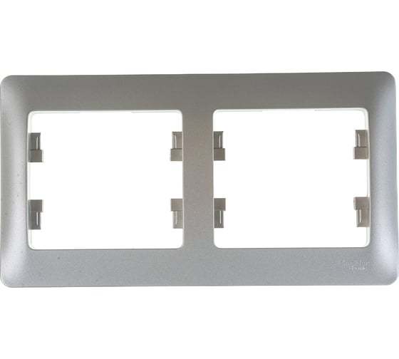 Изображение товара 2-местная горизонтальная рамка Systeme Electric Glossa платина GSL001202