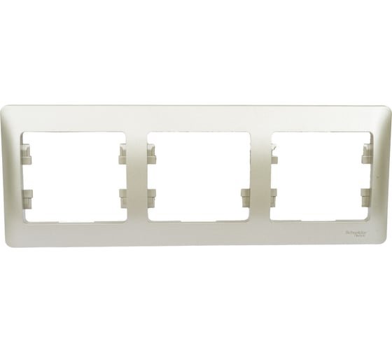 Изображение товара 3-местная горизонтальная рамка Systeme Electric Glossa платина GSL001203