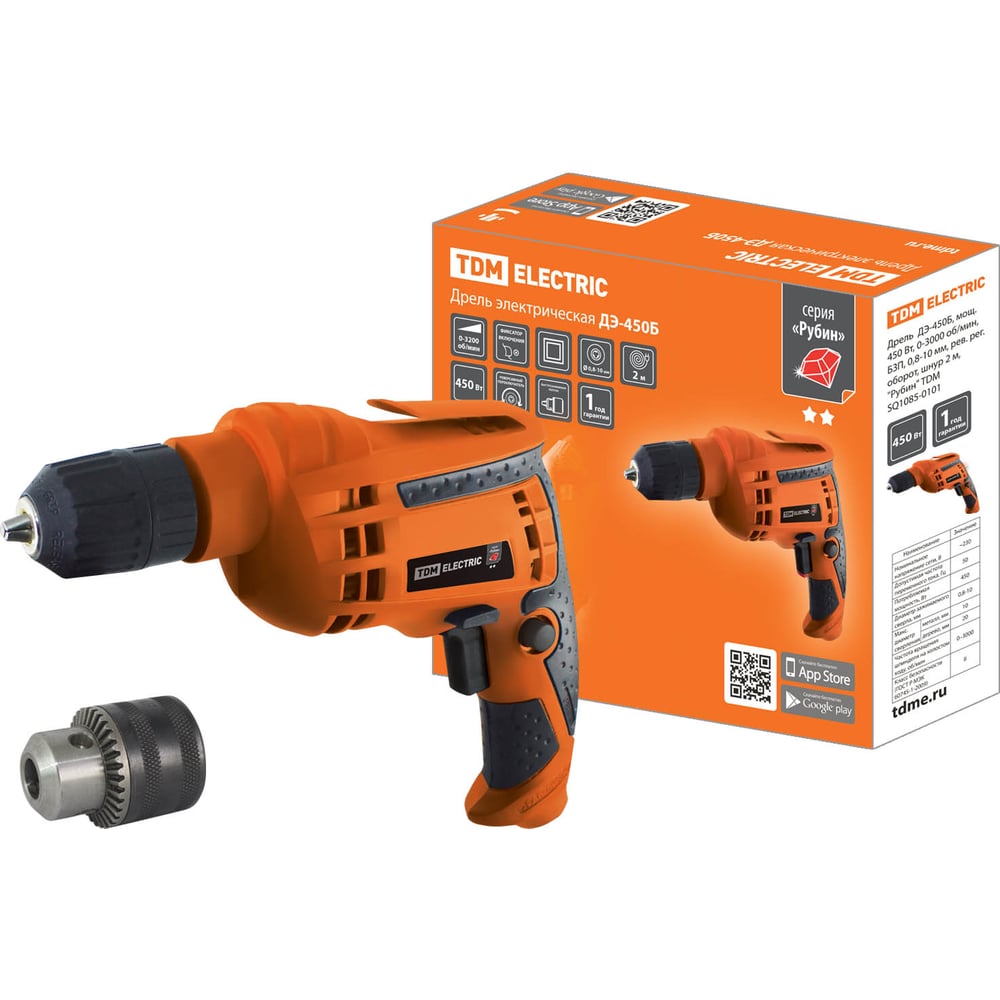 Дрель TDM ELECTRIC ДЭ-450Б Рубин SQ1085-0101